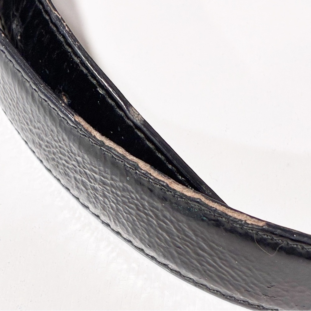 Gucci 90s Era G Logo Skinny Belt with Box Black Patent Leather - Picture 5 of 5